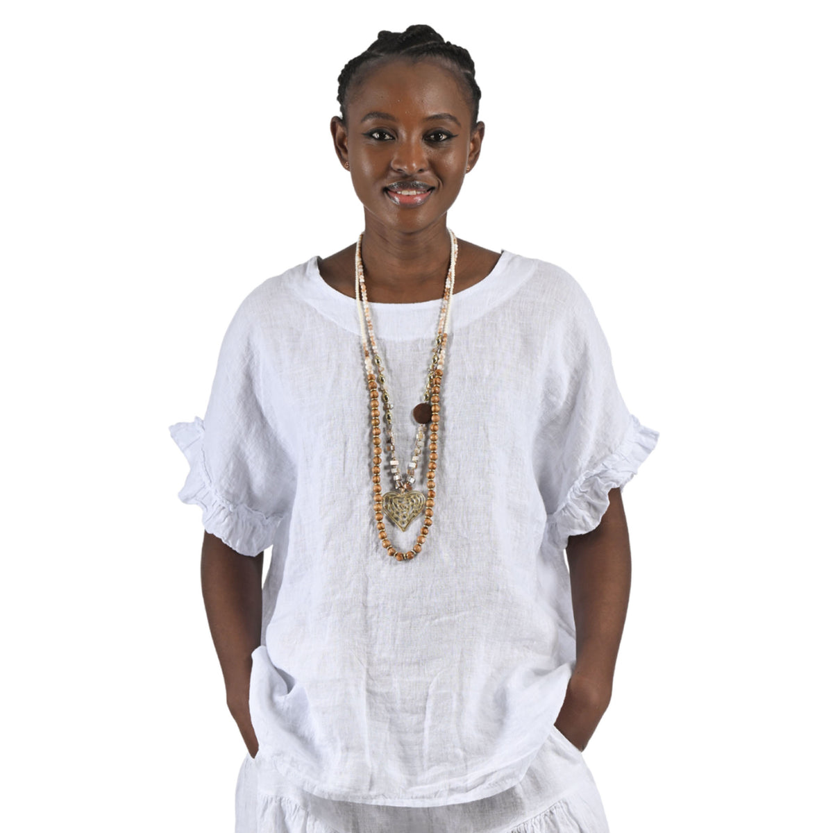 Criss cross back linen top