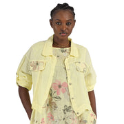 Wild flower print pocket detail linen jacket