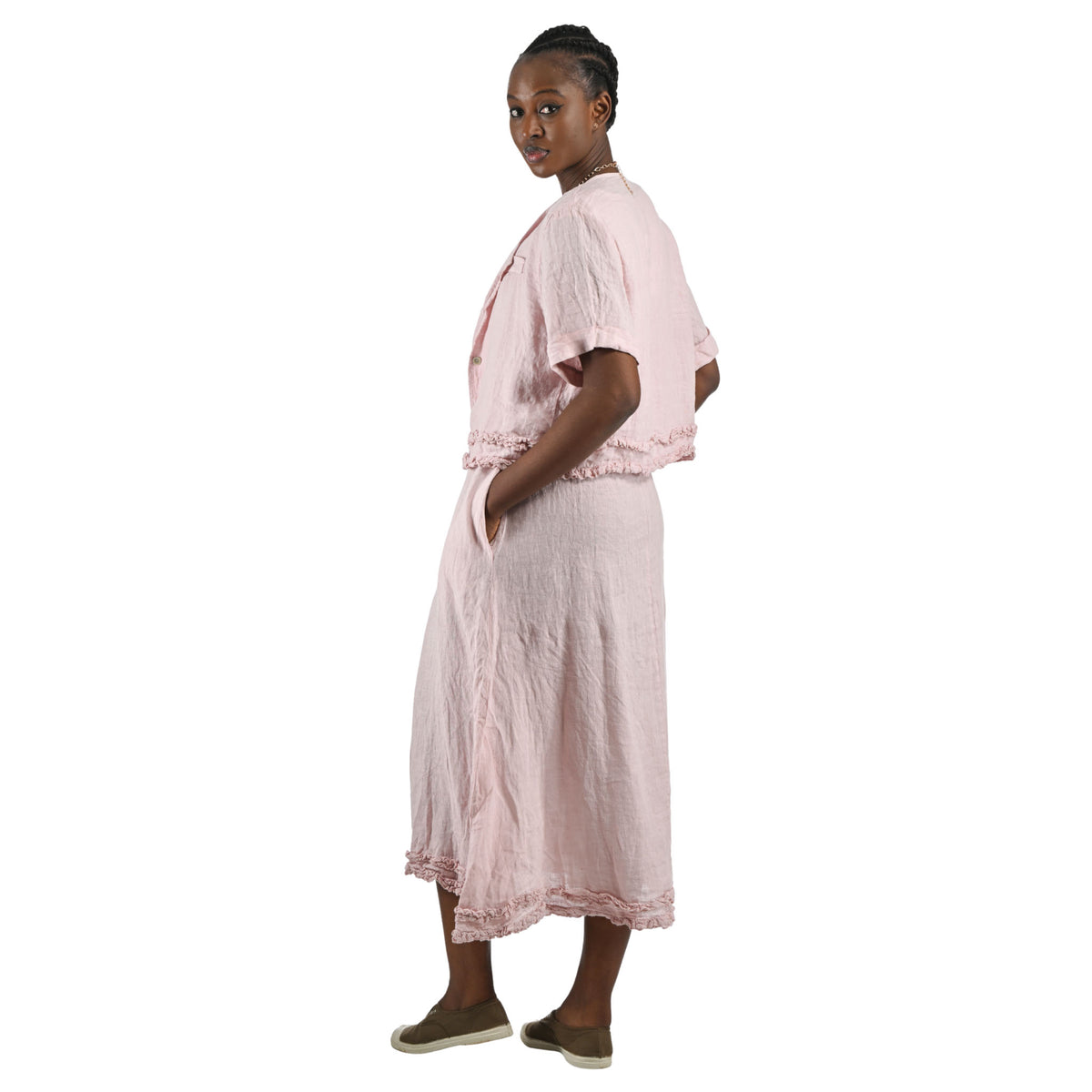 Double frill border linen jacket