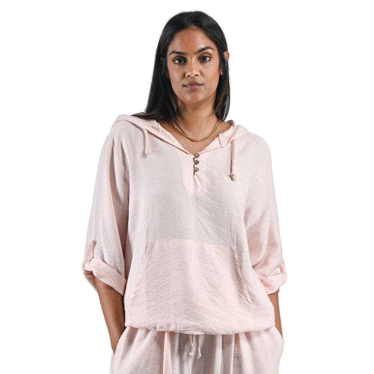 3 Button hooded top