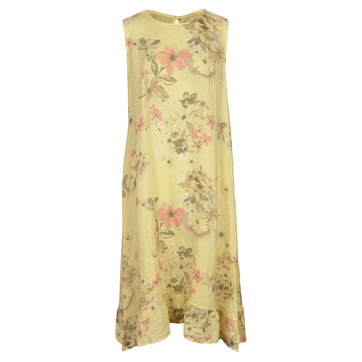 Wild flower print linen maxi dress
