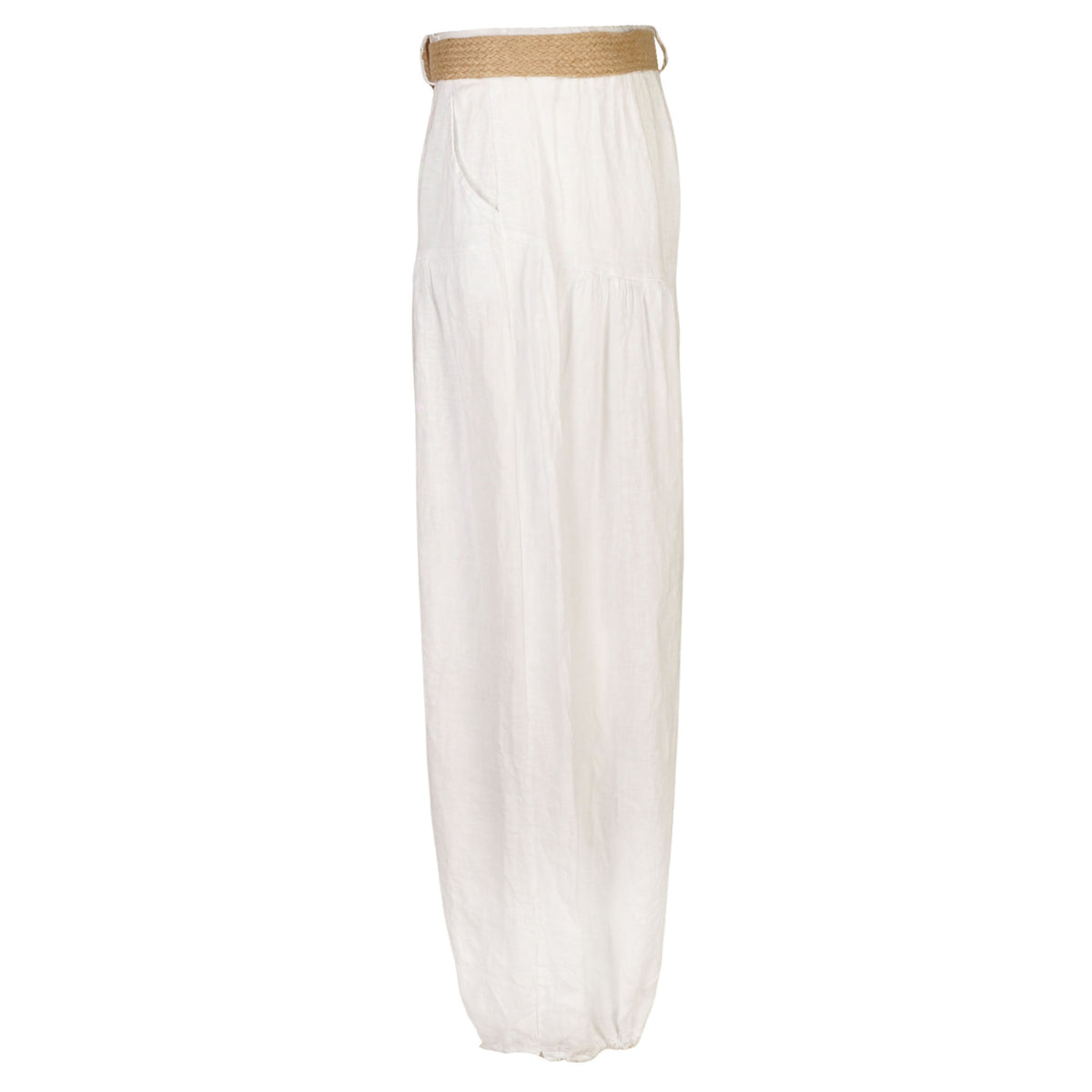 Belted bubble linen pant