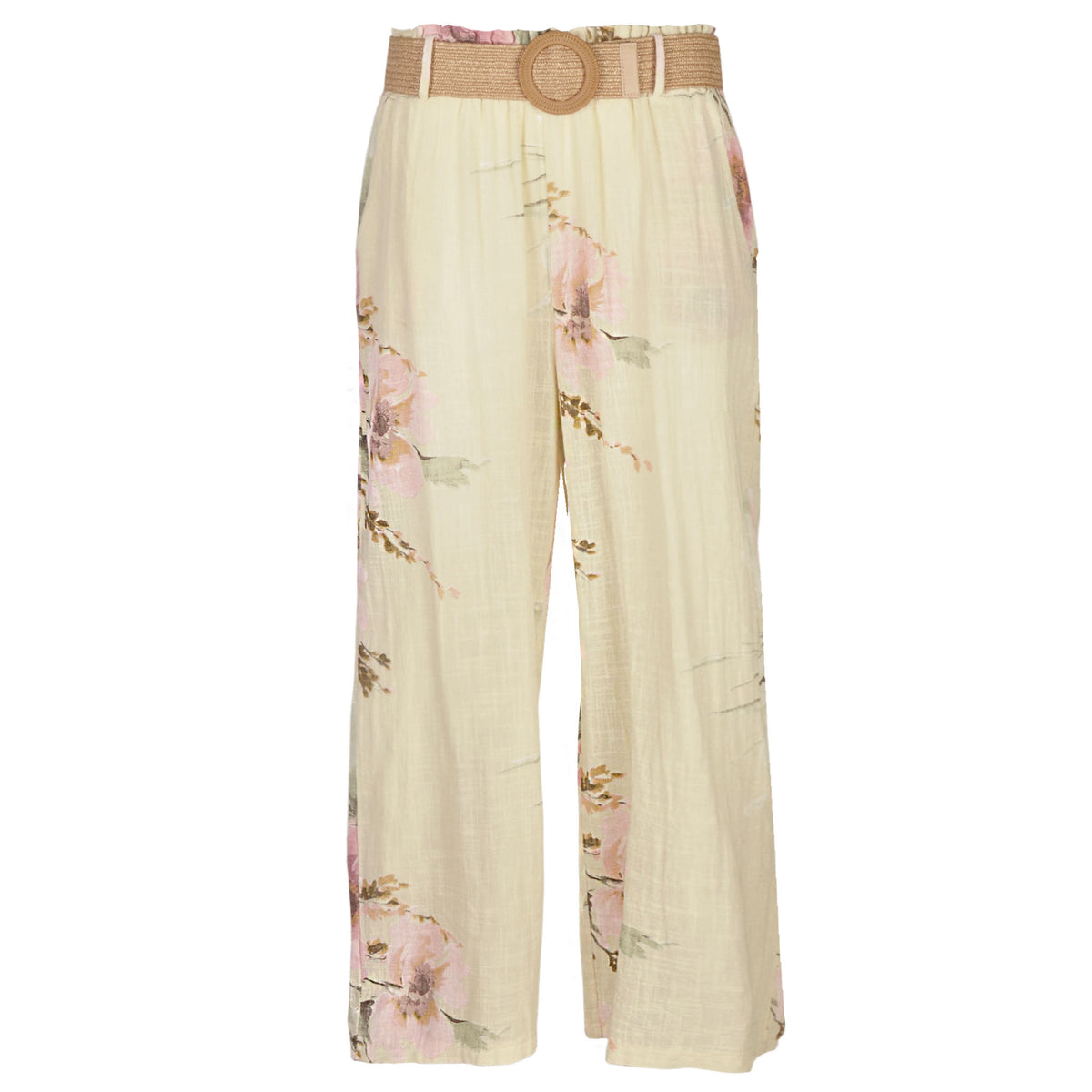 Giant daisy print belted pant