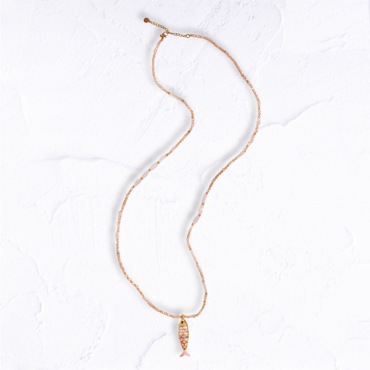 Fish pendant smokey beaded necklace