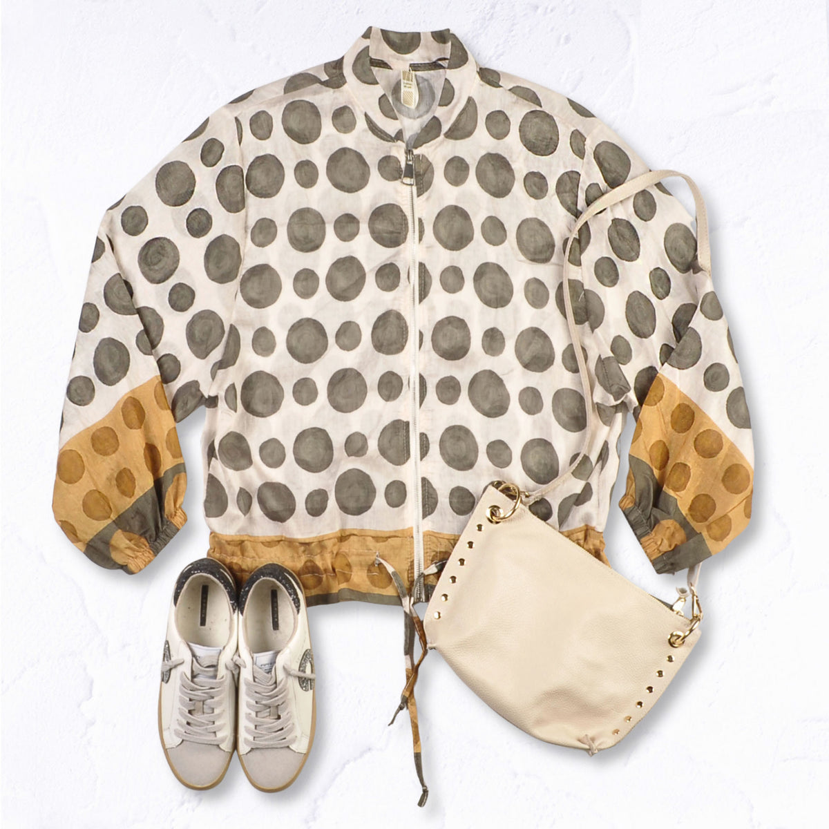 Polka dot print bomber