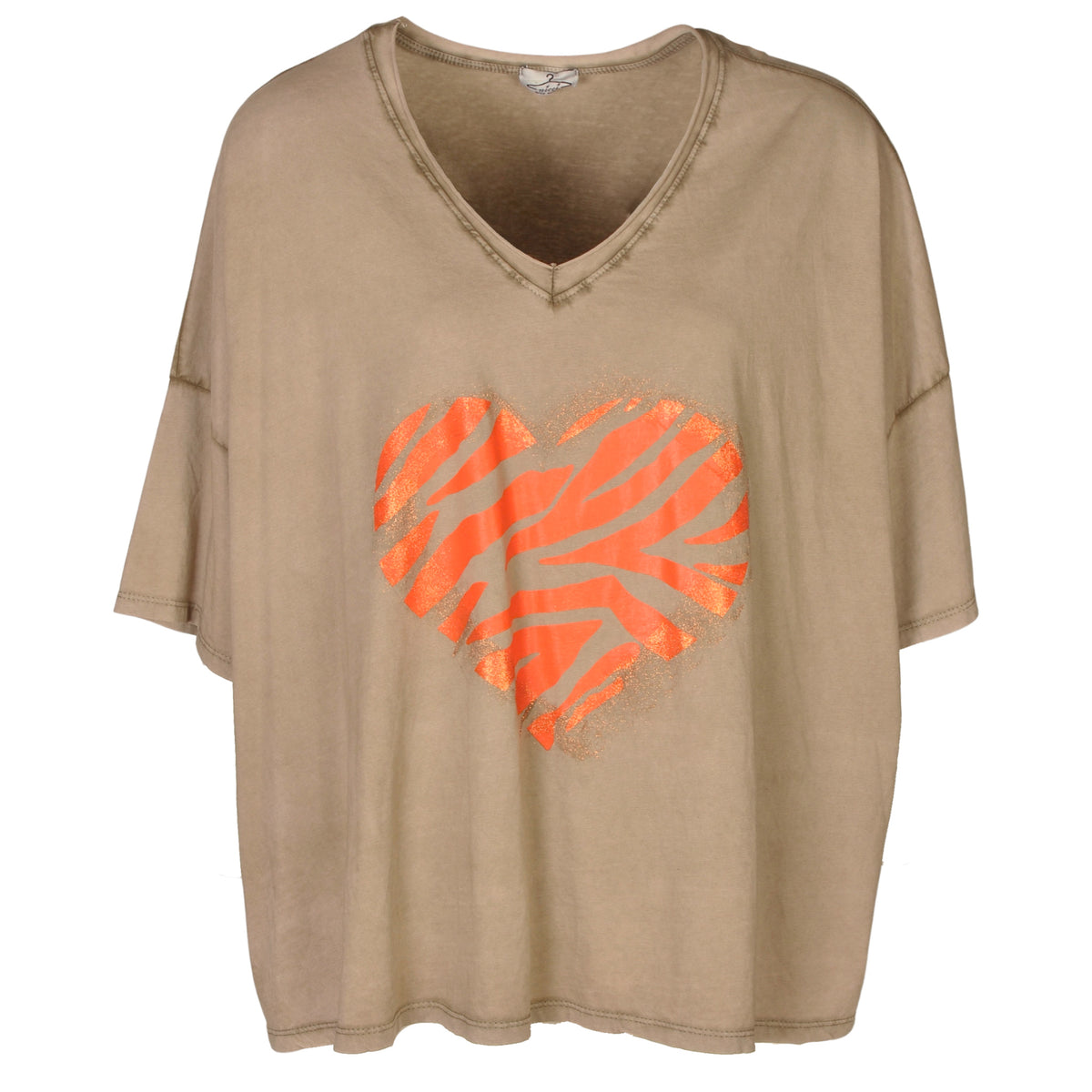 Tiger print heart washed t-shirt