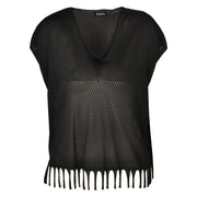 Fringe mesh knit top