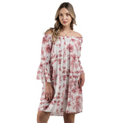 Floral elasticated neckline midi dress