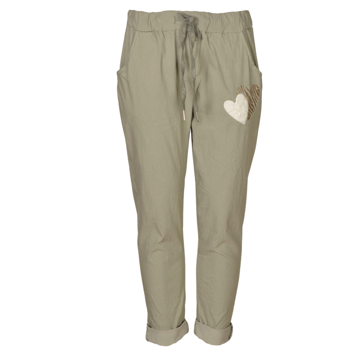 Flock glitter heart pant