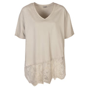 Overdyed lace border oversized top
