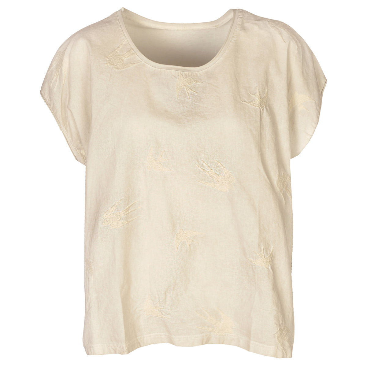 Overdyed 2 textured swallow embroidered top