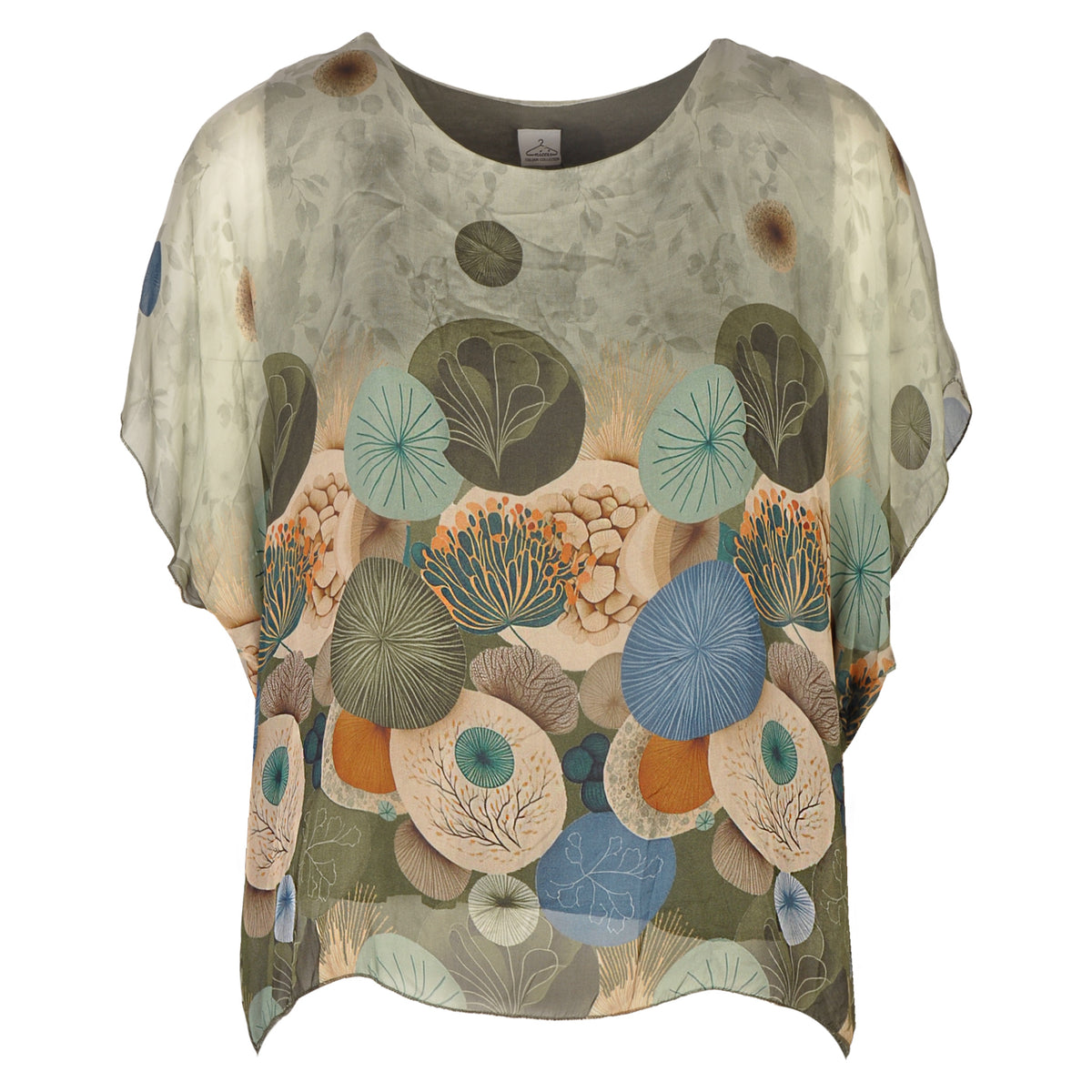 Sea urchin print double layered silk top