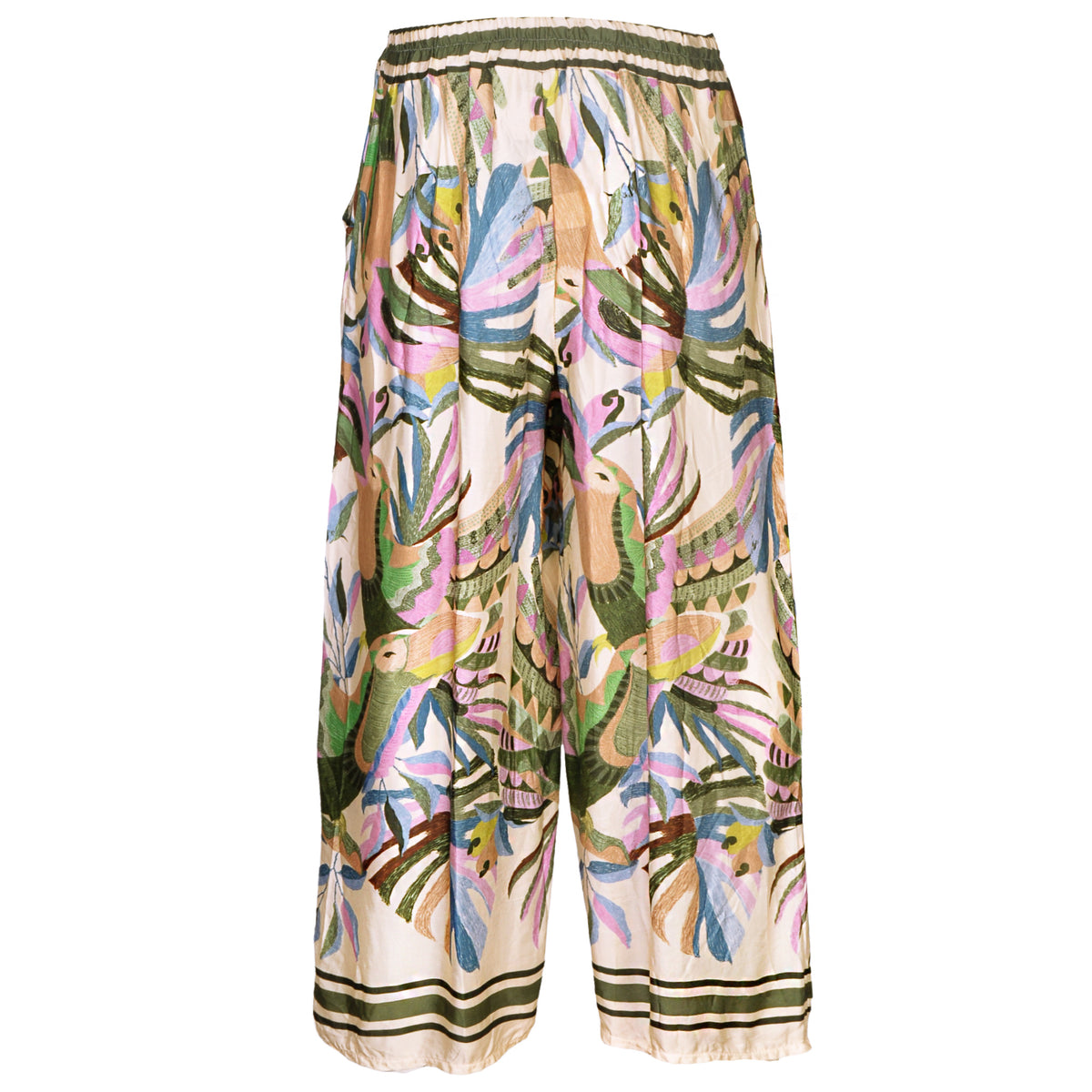 Giant parrot print silky pant