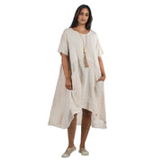 Two textured hi-lo linen mix dress