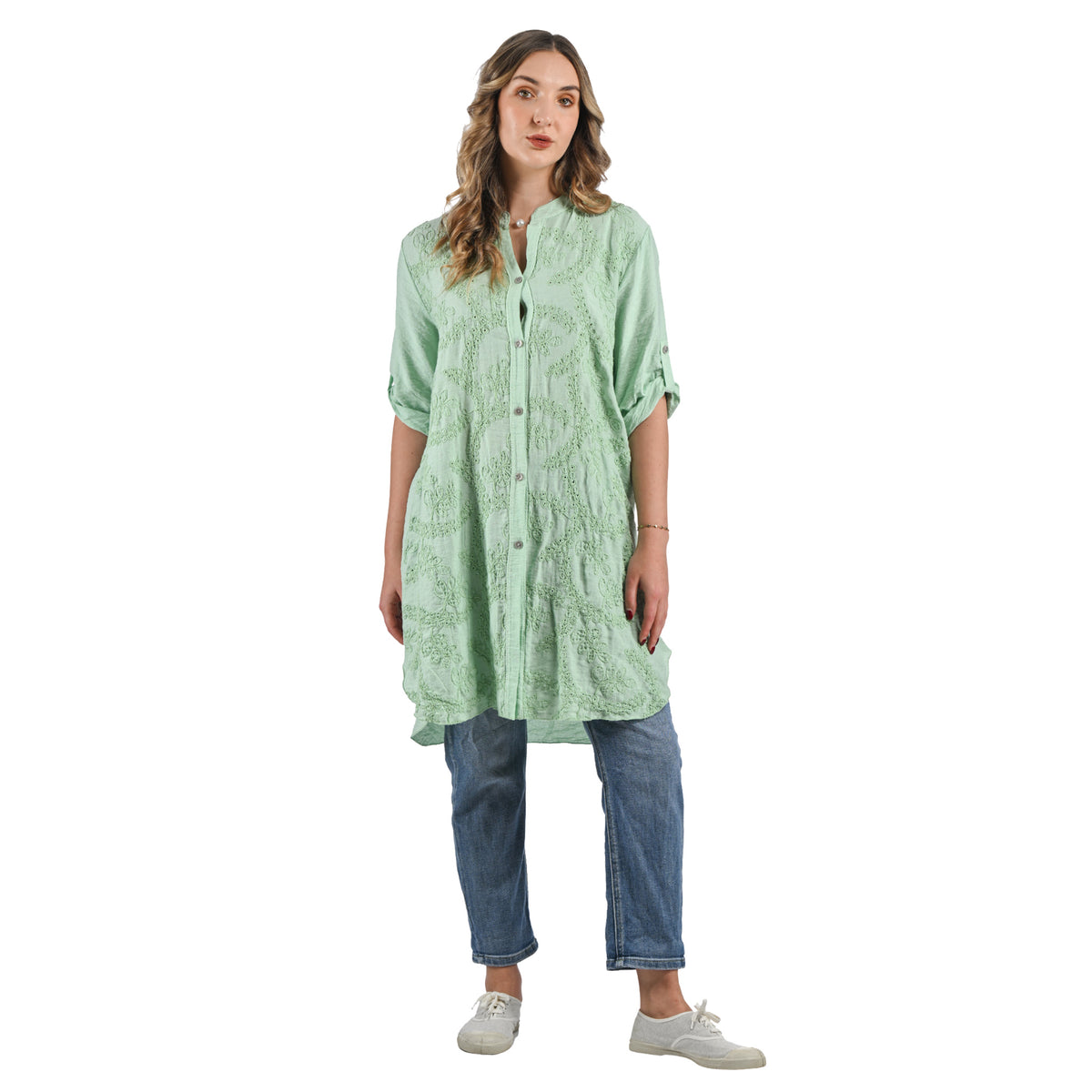 Anglaise lace shirt dress