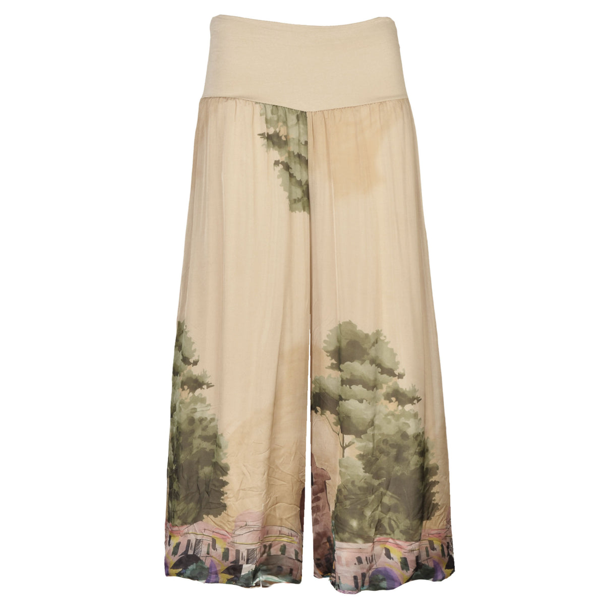 Tree print bubble silk pant