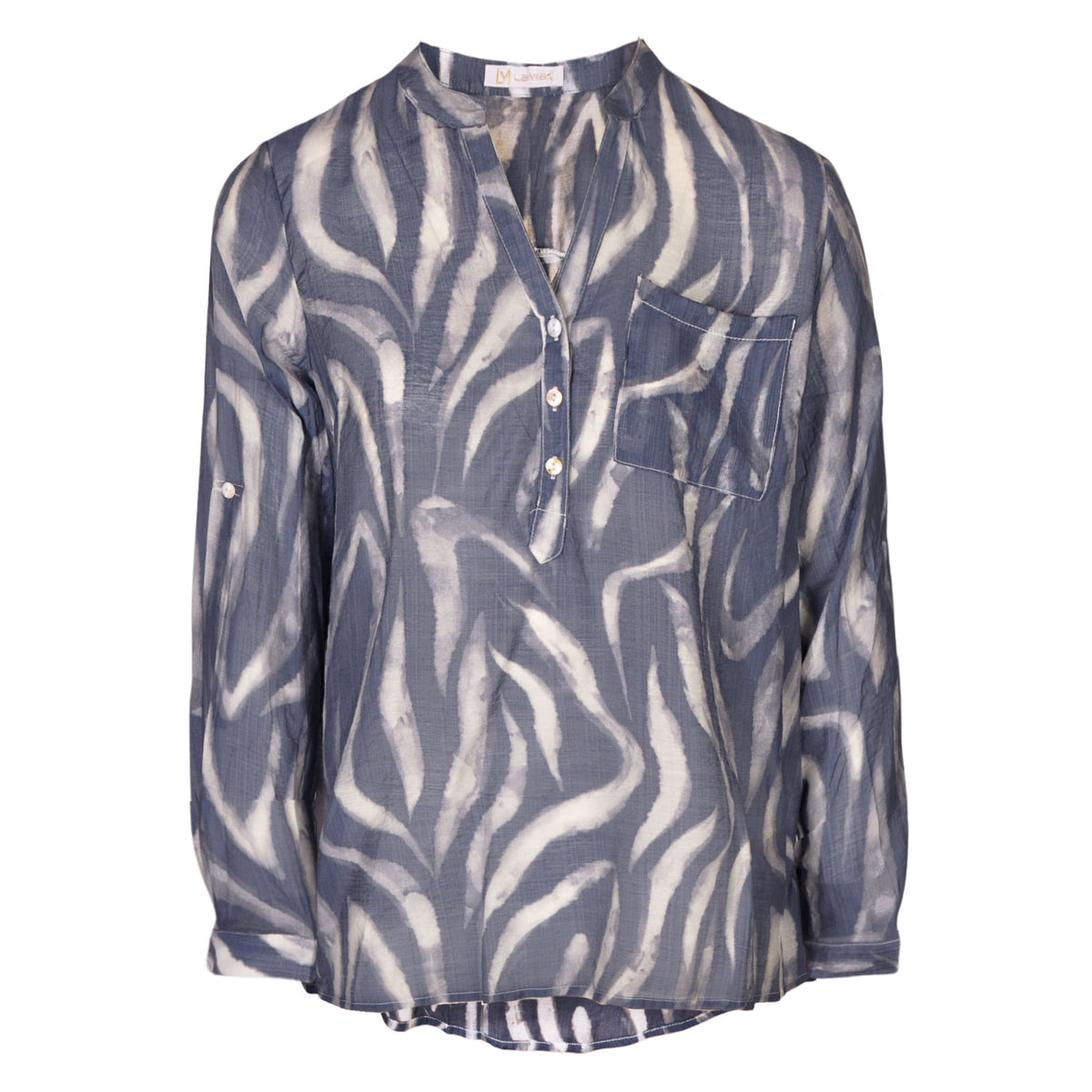 Zebra print mandarin shirt