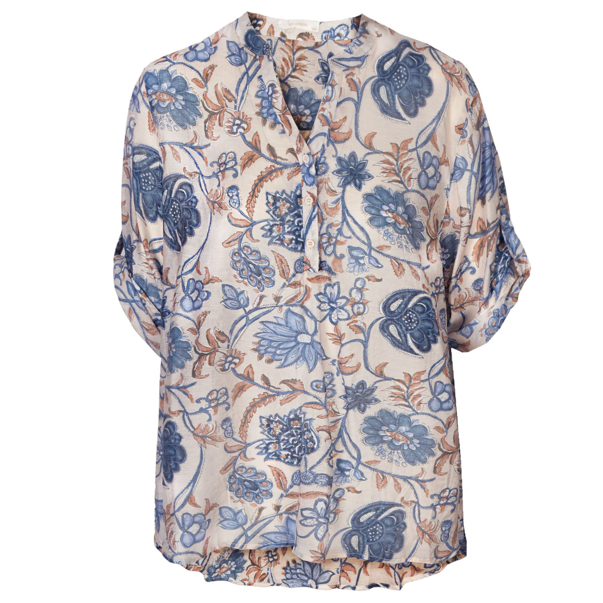 Oversized provincial print placket shirt