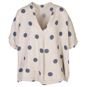 Polka dot linen boxy top