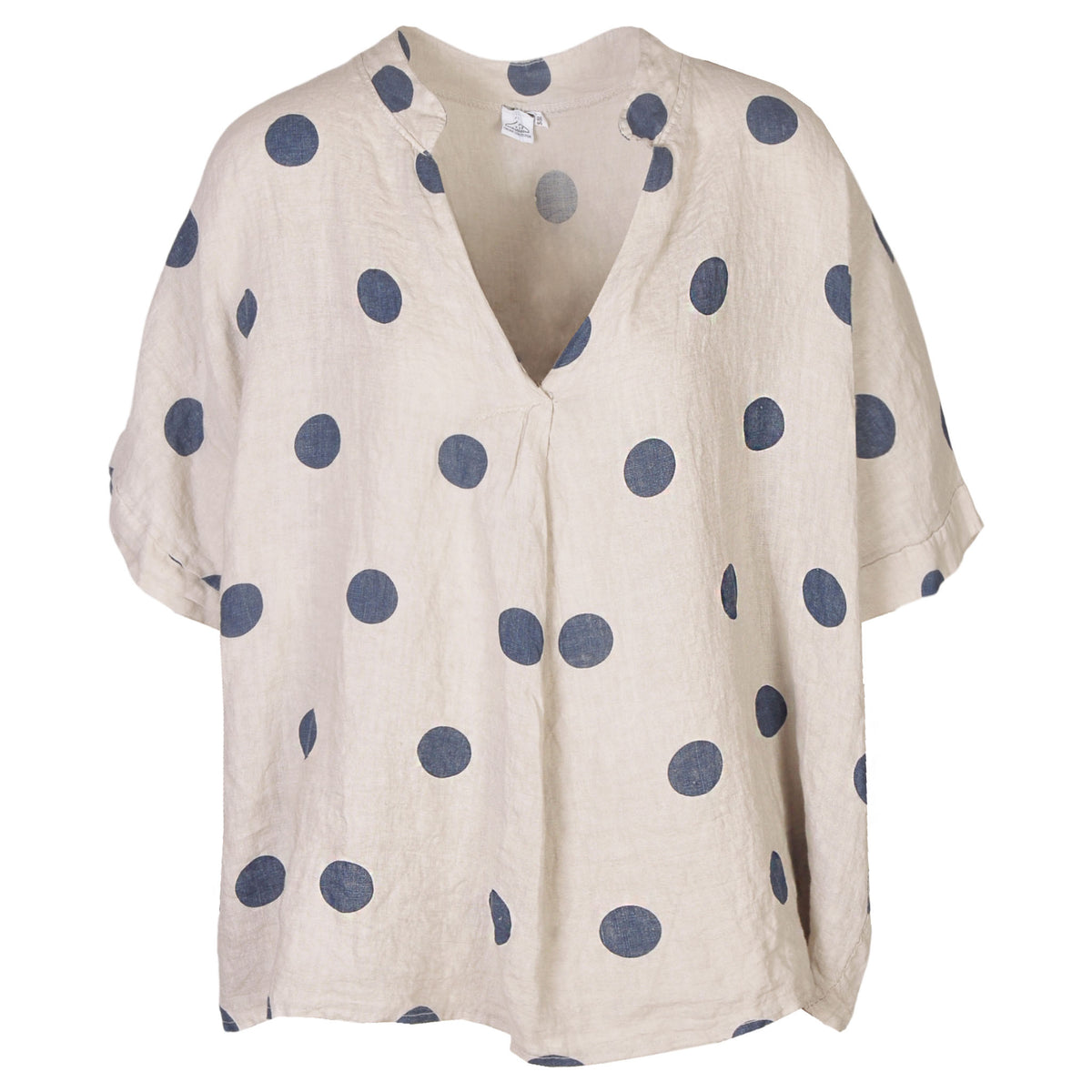 Polka dot linen boxy top