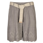 Belted embroidered heart linen short