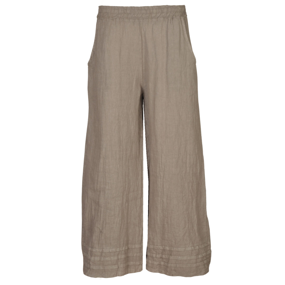 Tuck wide leg basic linen pant