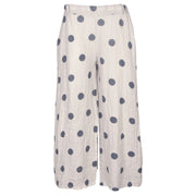 Polka dot linen straight leg pant