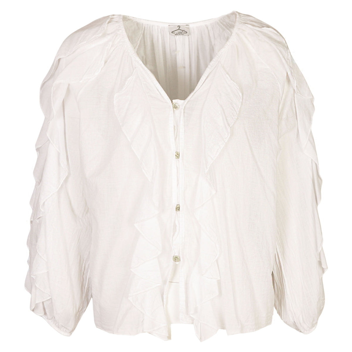 Frill detail sheer blouse