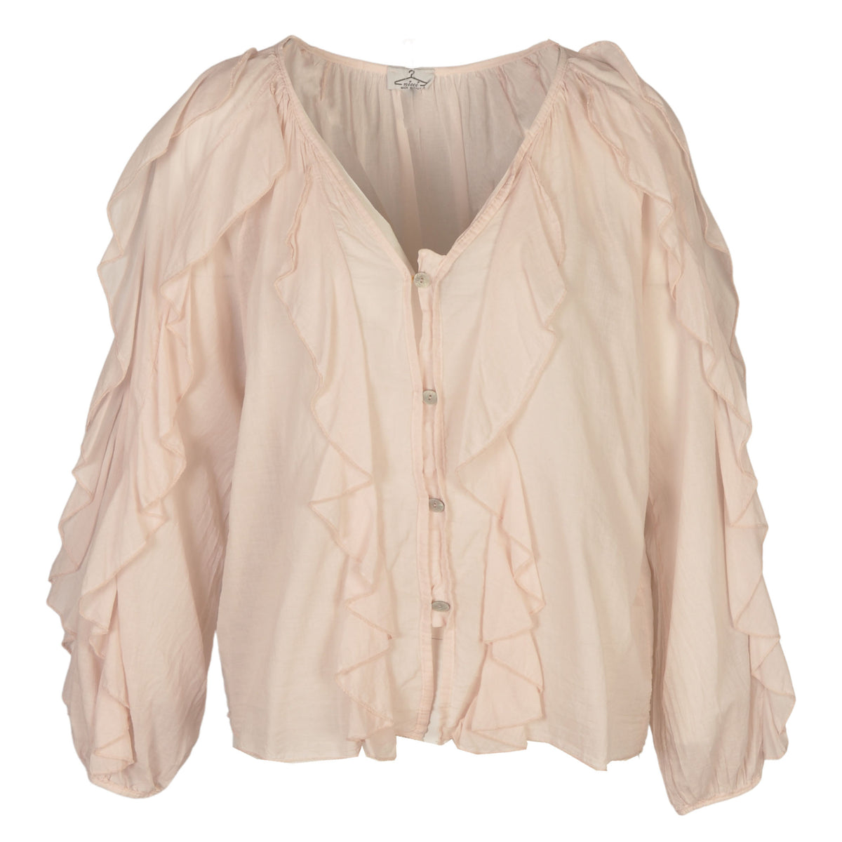 Frill detail sheer blouse