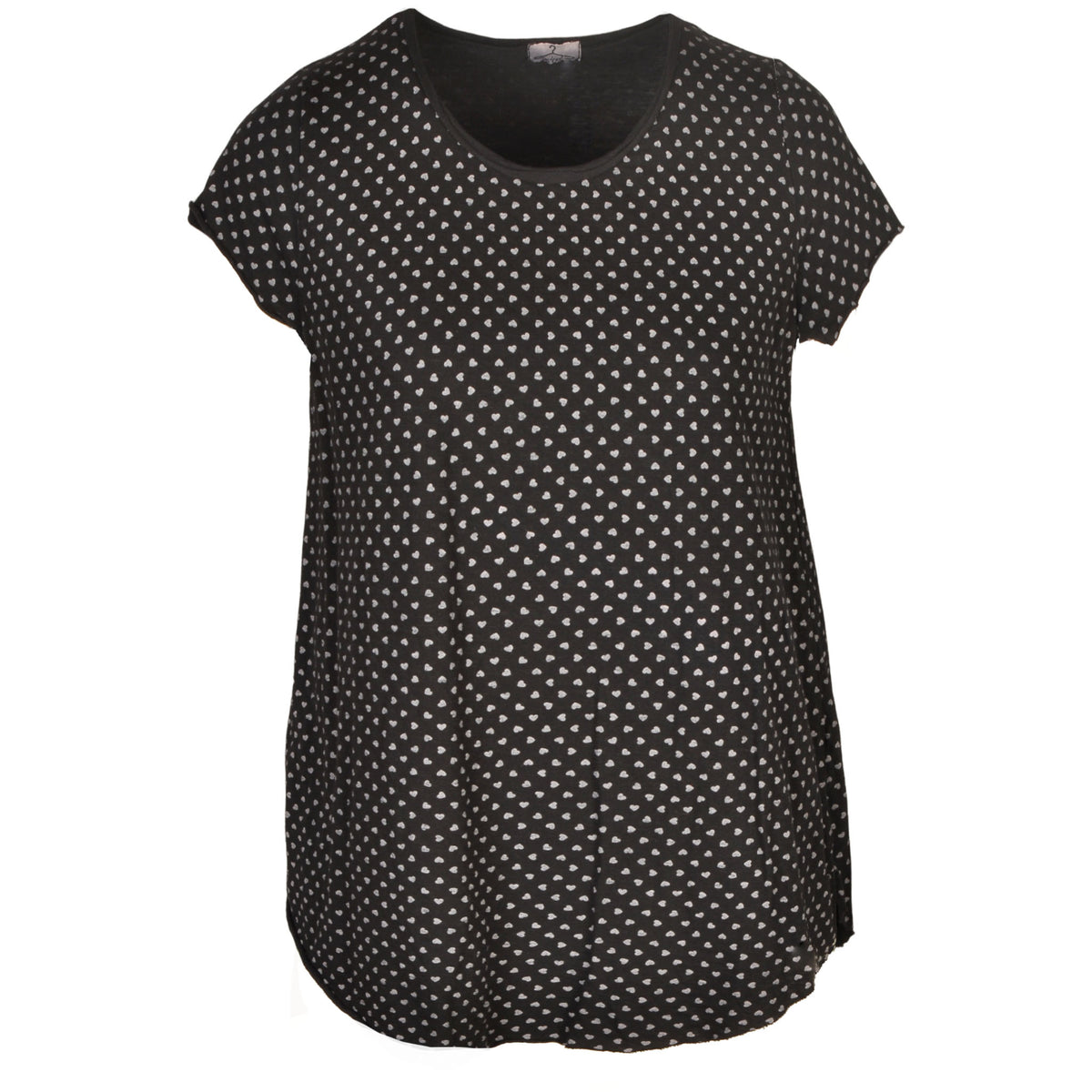 Heart print raw edge t-shirt