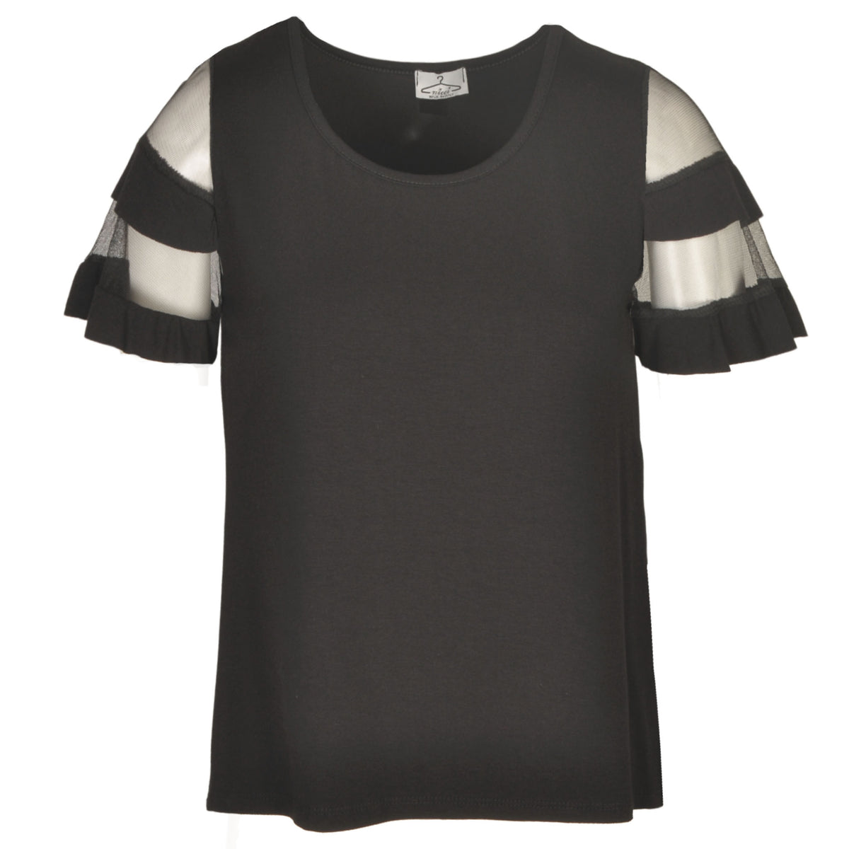 Tiered mesh sleeve top