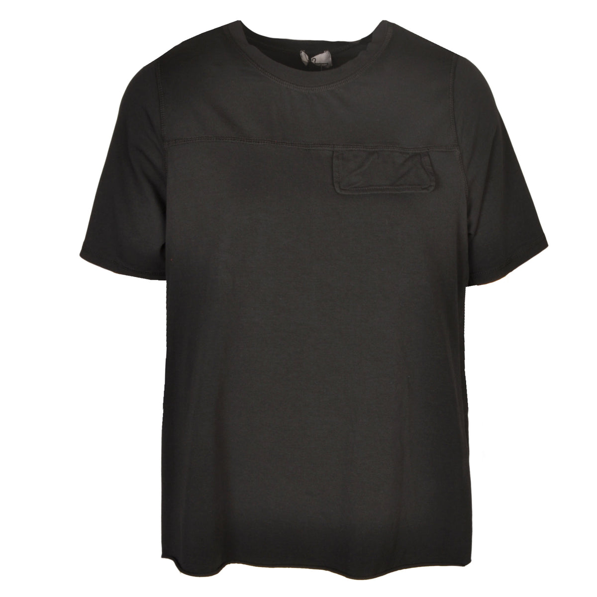 Raw-edge mock pocket t-shirt