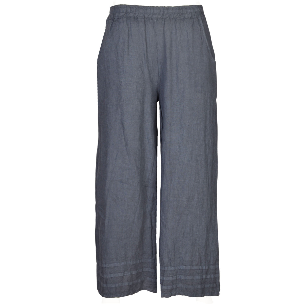Tuck wide leg basic linen pant