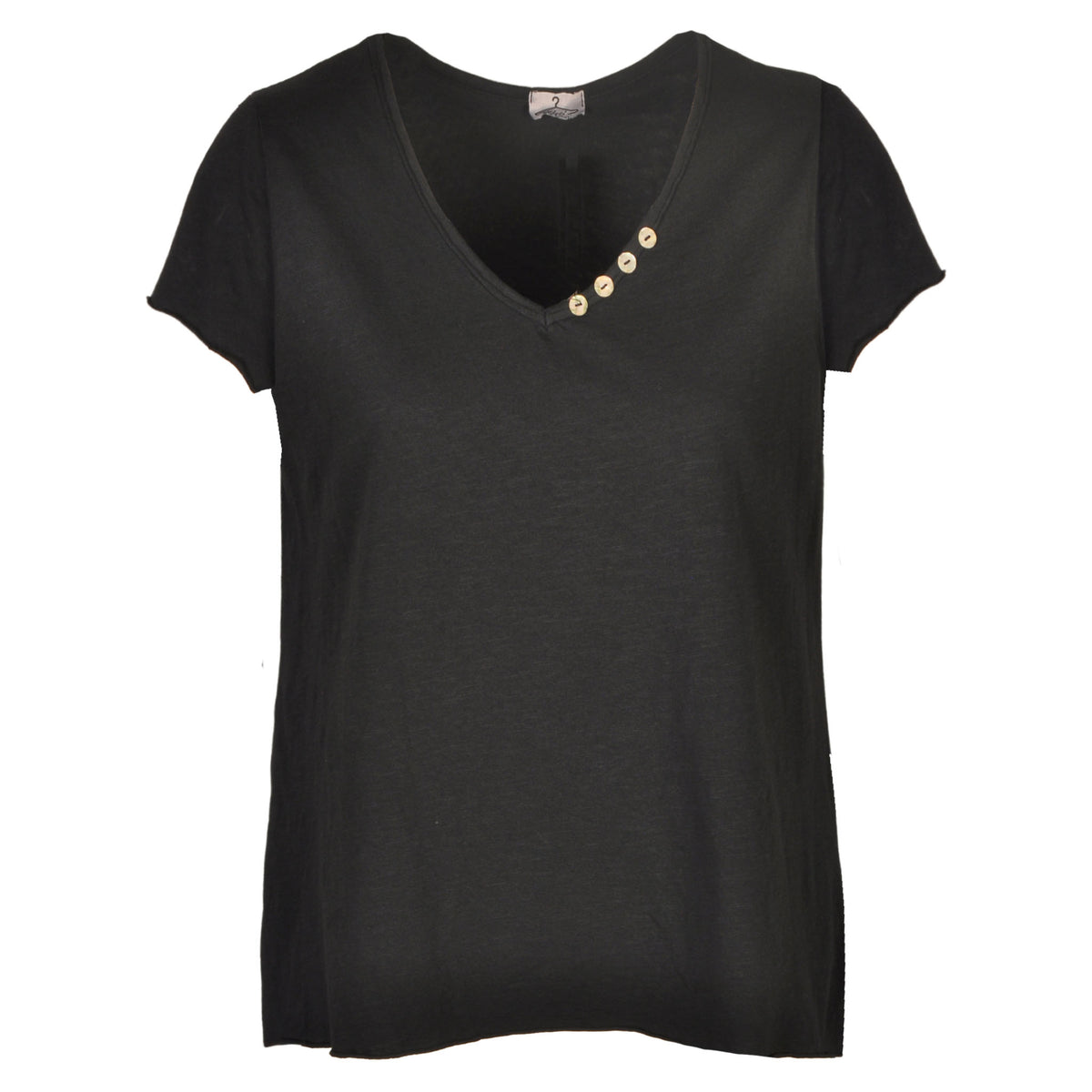 Button detail raw-edge t-shirt