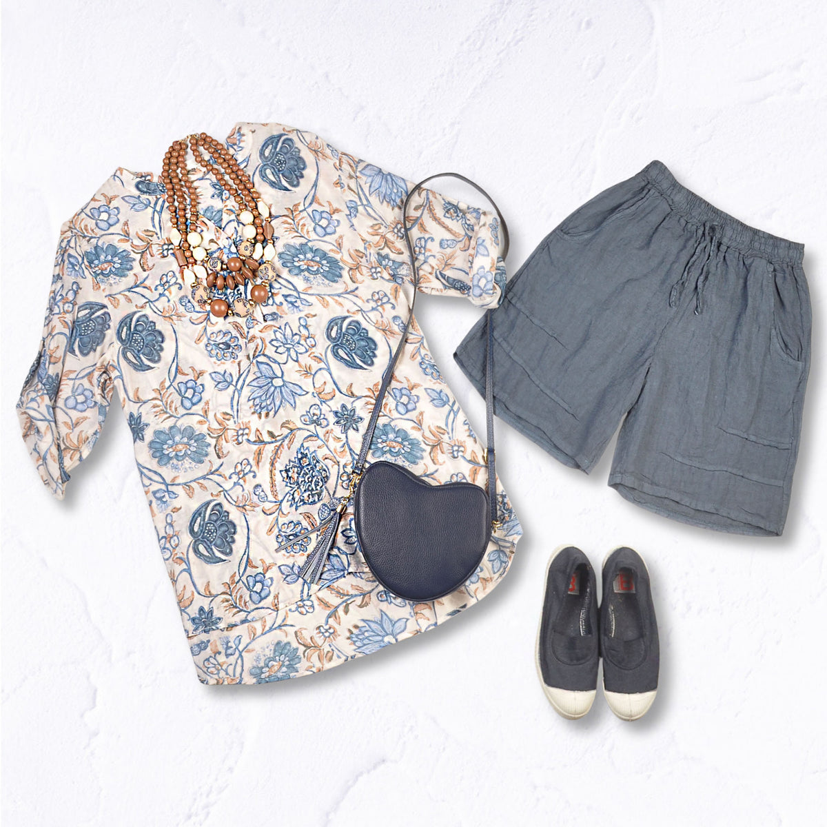 Oversized provincial print placket shirt